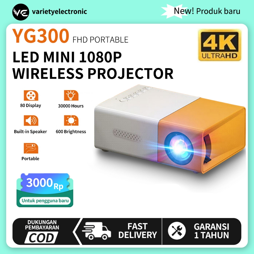 HDMI Mini Proyektor LED YG300/YG 300 LCD Portable Projector Home/Proyektor hp mini