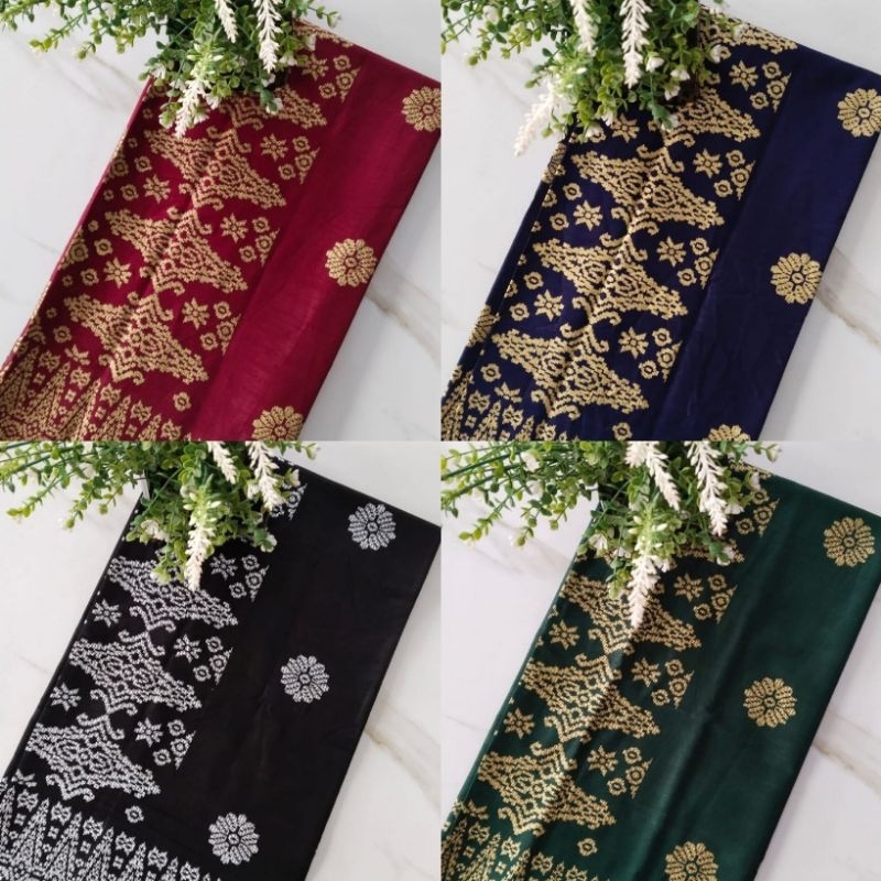 KAIN BATIK PRADA BAKUNG BUNGA SONGKET KAIN BATIK PRADA BALI / KAIN BATIK WARNA SILVER GOLD