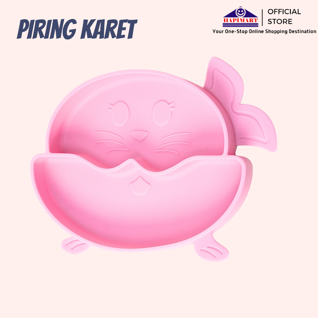 Piring Silicon Anak Motif Unik 2 Sekat/Piring Karet Lucu Motif Lucu