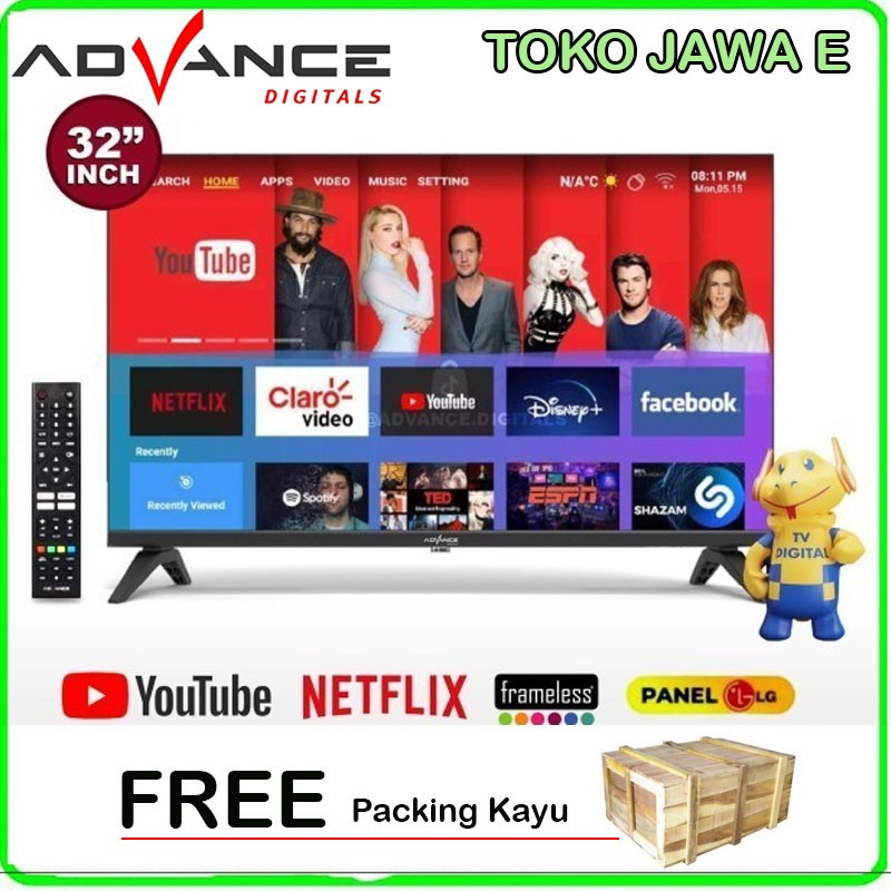 ANDROID TV ADVANCE ADV-3203A 32 INCH - FULL HD TV DIGITAL TV FRAMELESS - PANEL DARI LG