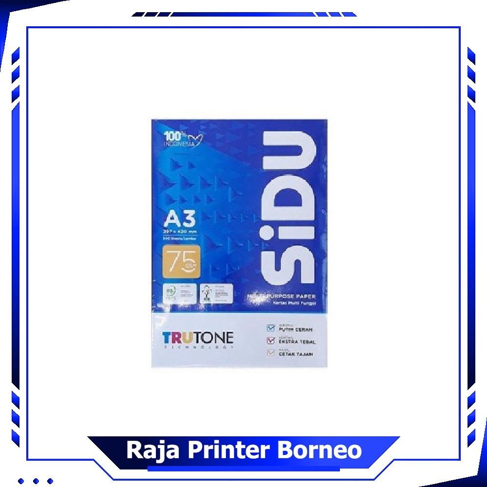 

Kertas HVS A3 Sinar Dunia 75 GSM Sidu 75 Gram Gr Print Foto Copy