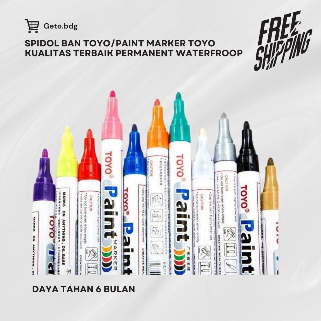 

SPIDOL BAN TOYO/PAINT MARKER TOYO KUALITAS TERBAIK PERMANENT WATERFROOP