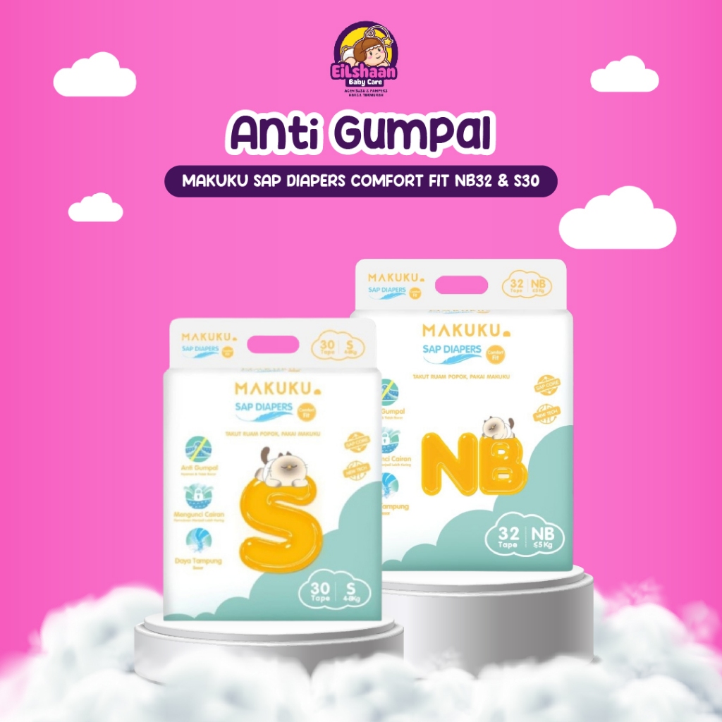 Pampers Makuku SAP Diapers Comfort Fit NB32 S30 Popok Perekat Bayi Newborn By Eilshaan Baby Care
