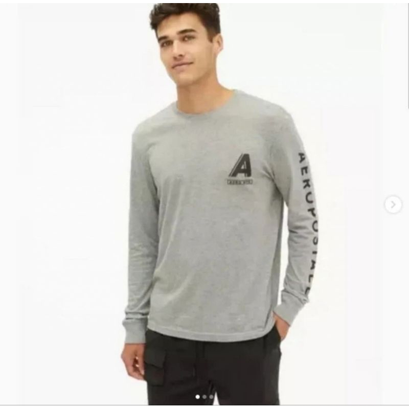 Kaos Pria Aeropostale Long Sleeve Graphic Tee Original