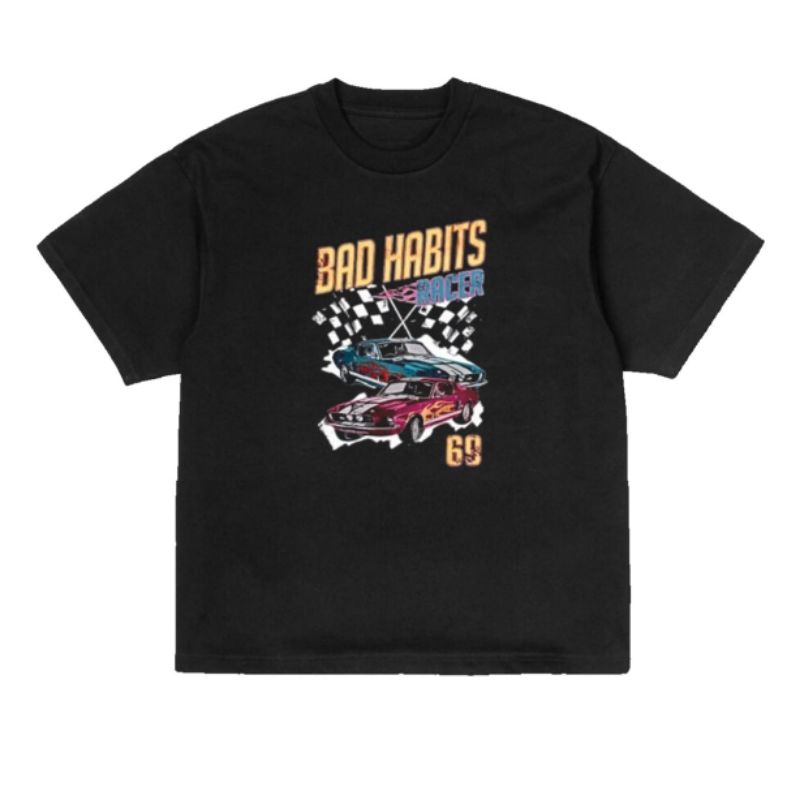 MISAE Kaos Distro Vintage BAD HABITS Cars Keren Kaos Distro Unisex
