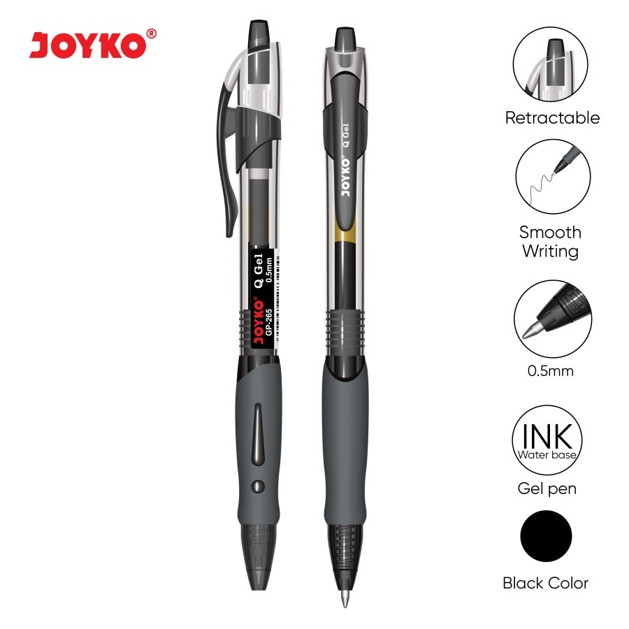 

pulpen/Pena Joyko GP-265 HITAM Gel 1 pack (isi 12)