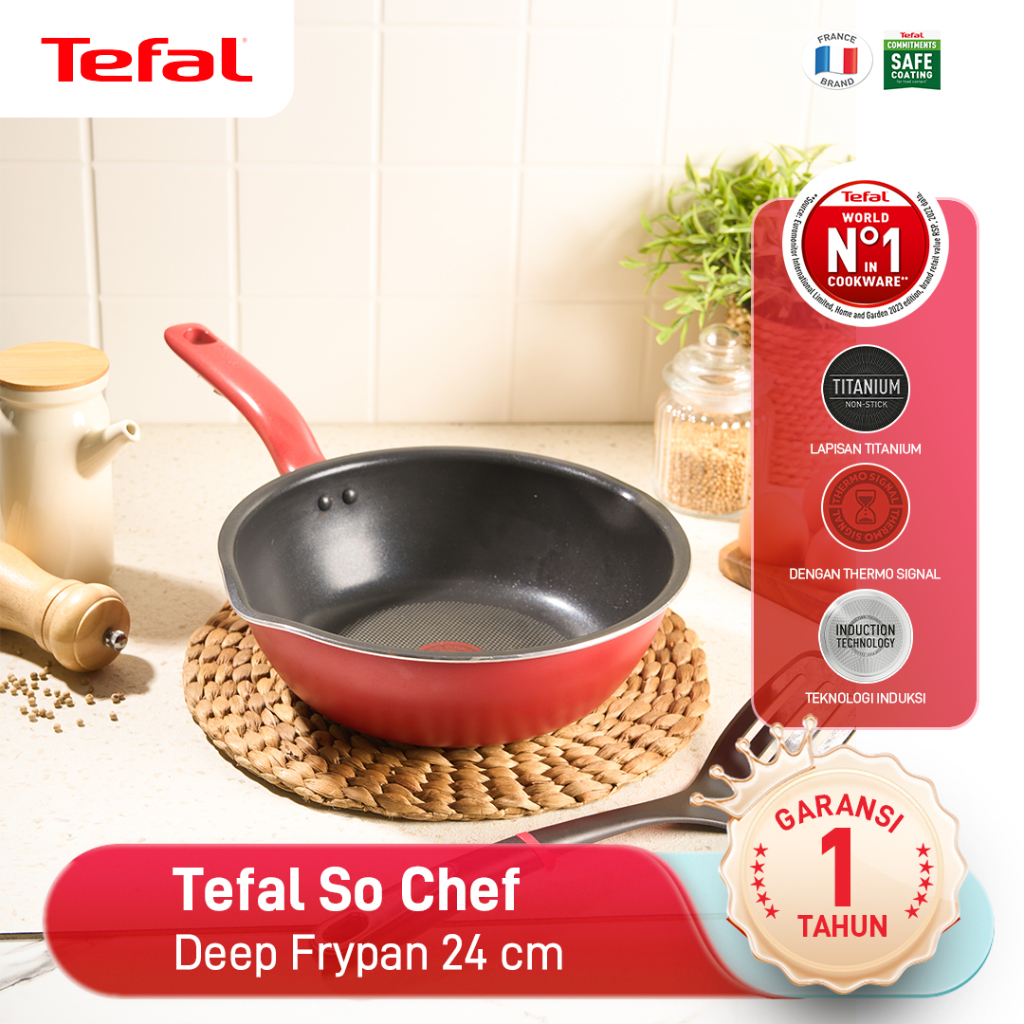 Tefal Wajan Induksi Anti Lengket / Penggorengan / Pan - So Chef Deep Frypan - Semua Kompor - Garansi