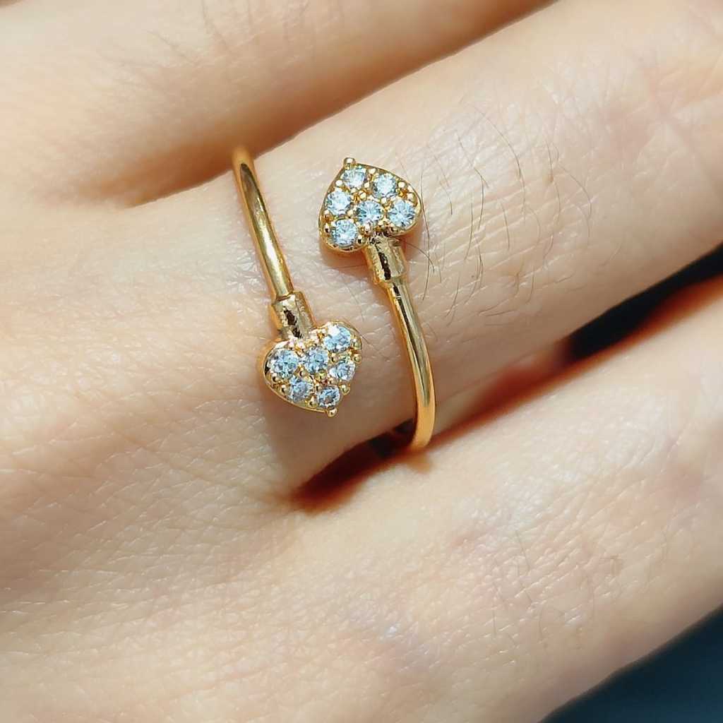 Cincin wanita love permata model flaxibel bisa di besar kecil ( semua ukuran bisa pakai )-bestjewelr