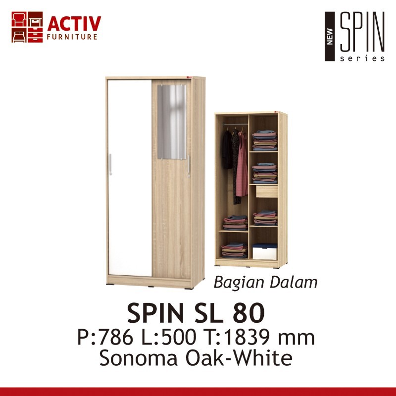 SPIN SL 80 LEMARI PAKAIAN LEMARI BAJU LEMARI PINTU SLEDING LEMARI MINIMALIS LEMARI ACTIVE FURNITURE