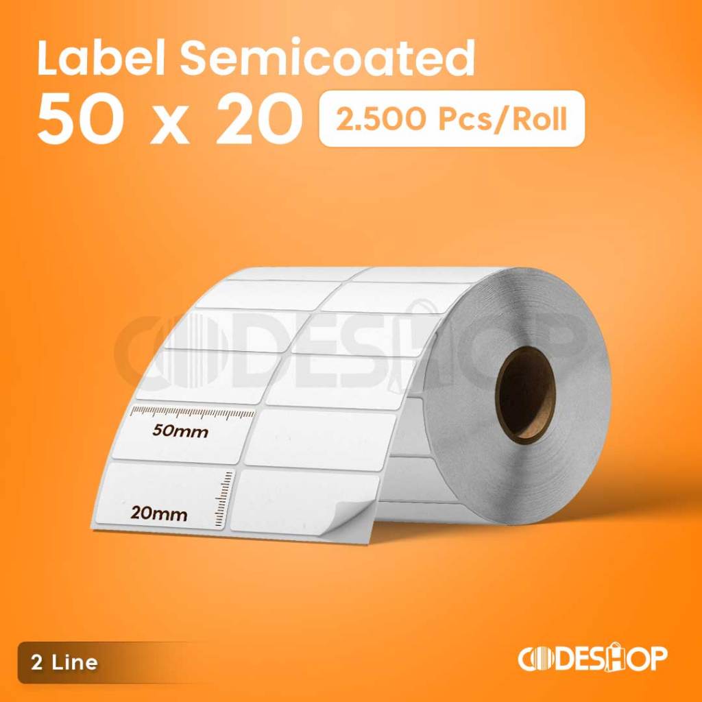 

LABEL SEMICOATED 50 x 20 BARCODE ISI 2500 STICKER 2 LINE BARIS PRINTER