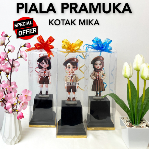 Piala Akrilik Pramuka Plus Kotak Mika Penghargaan & Kenang-Kenangan TK SD SMP SMA Souvenir Hadiah