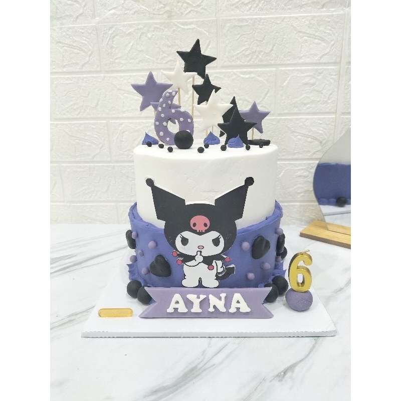 

BIRTHDAY CAKE CUSTOM TEMA KUROMI, KUE ULANGTAHUN KUROMI