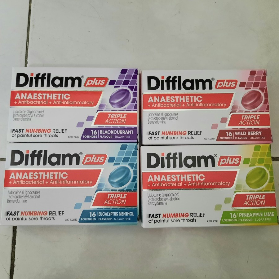 Difflam Plus Triple Action - 16 Lozenges (Permen Tenggorokan)