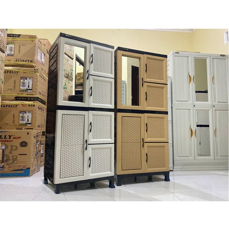 LEMARI NAPOLLY CABINET ROTAN  CABRO 5C.4MU ALMARI LEMARI SUSUN PINTU PLASTIK