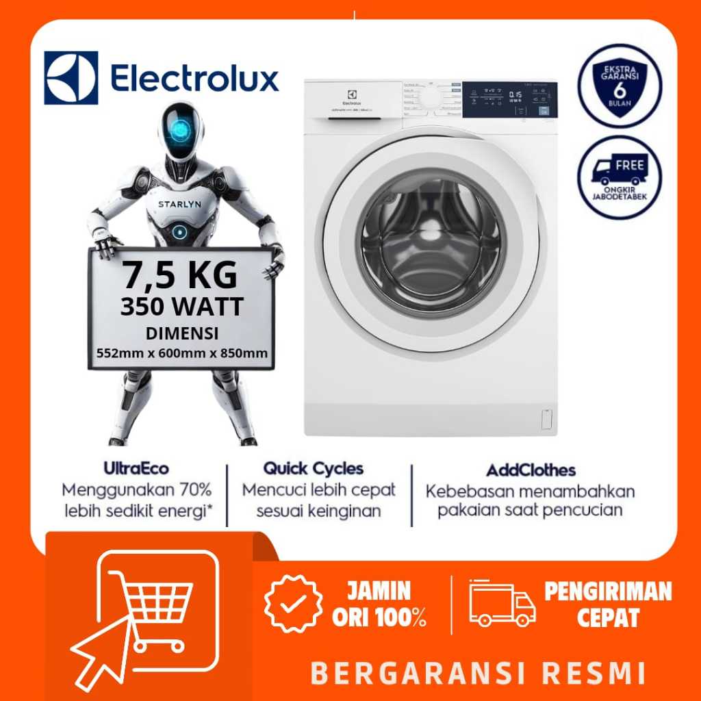 Mesin Cuci ELECTROLUX EWF7554E3WB/ EWF 7554 E3WB/ EWF7554 E3WB