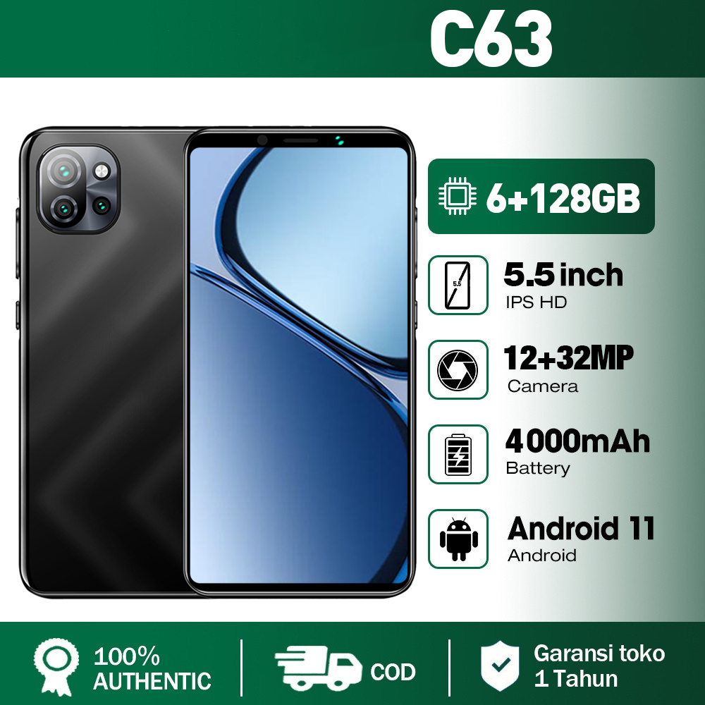 Handphone C63 Layar 5.5inci Ram 6/128GB terbaru hp murah cuci gudang 2024 asli ori 4000mAh hp androi