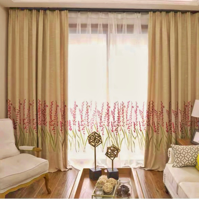 Gorden jendela motif baru premium bunga bordir