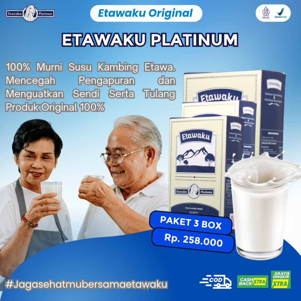 

Etawaku Susu Kambing Original Untuk Nyeri Tulang Sendi dan Pernafasan 3 Box