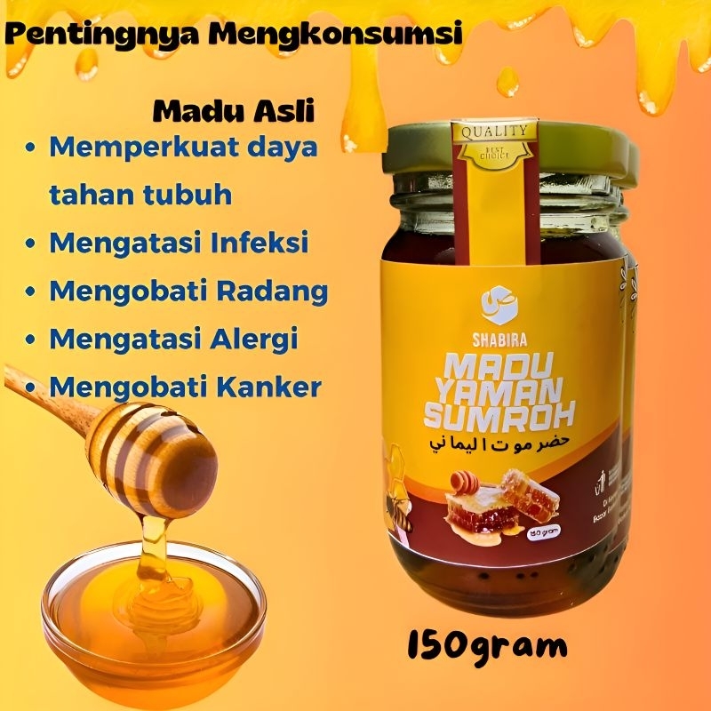 

Madu Yaman Sumroh Murni Timur Tengah Raw Honey Yemeni Pure Original 150 gram 100% Asli Murni Madu Asli Yaman Sumroh Shabira