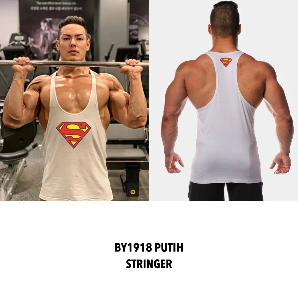 { BISA COD } Singlet gym olahraga fitness kaos superman keren