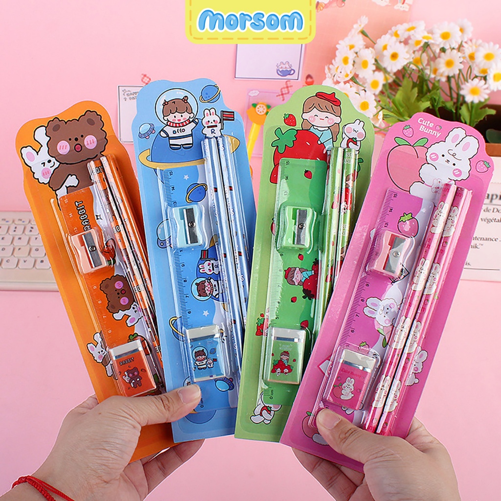 

MORSOM - Alat Tulis Set 5 in 1 Lite Stationery Set Lucu Karakter Set Perlengkapan Alat Tulis Sekolah Anak-Anak TK Souvenir