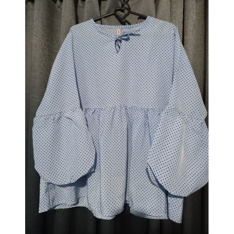 Preloved blouse polkadot lengan balon