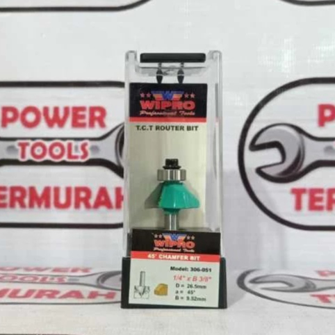 

WIPRO Mata Profil/Router CHAMFER BIT 45 ° 306-051 (1/4"" X B 3/8"") Degree with Bearing Shank 1/4" - 3/8