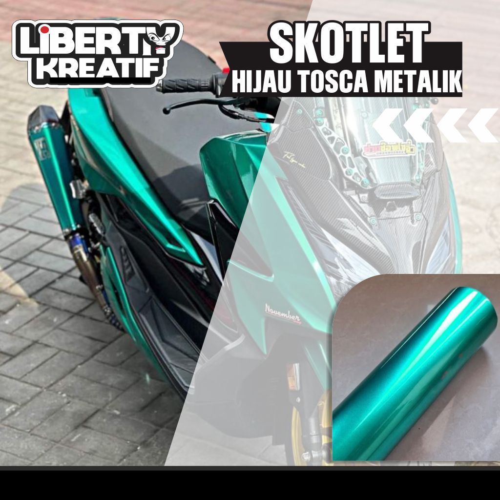 Skotlet Sticker Wrapping Motor Hijau Tosca Metalik Stiker Motor Hijau Tosca Candy Skotlet Hijau Tosc
