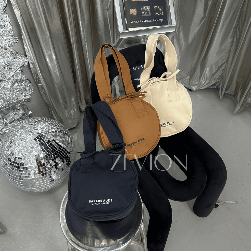 ZEVION - Seelay Bag | Round Bag Canvas | Tas Kanvas Wanita | Shoulder Bag Wanita Kanvas | Tas Kanvas