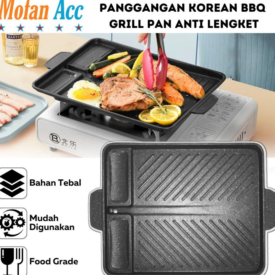 Best Discount  Panggangan BBQ Persegi Korean Grill Pan Plate  Wajan Tempat Pemanggang Daging Steak B