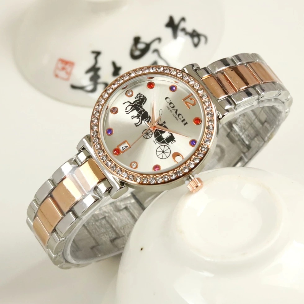 Jam Tangan Wanita Coach New Rantai Body Mata Mata Tanggal Aktif Box Exclusive