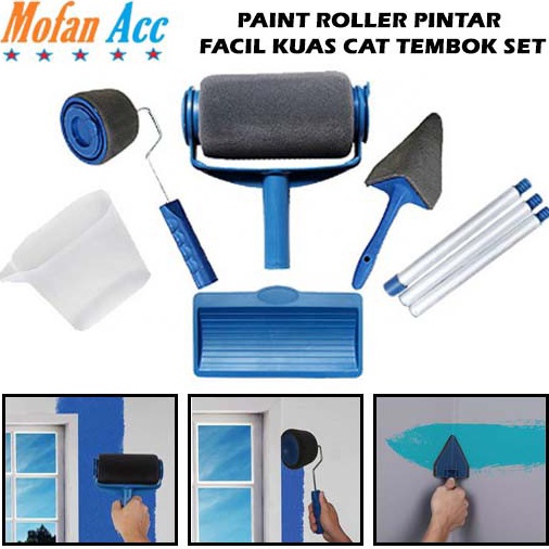 Dijamin Original  Paint Roller Kuas Cat Tembok Anti Tumpah Smart Paint brush Set Runner Pro Pintar F