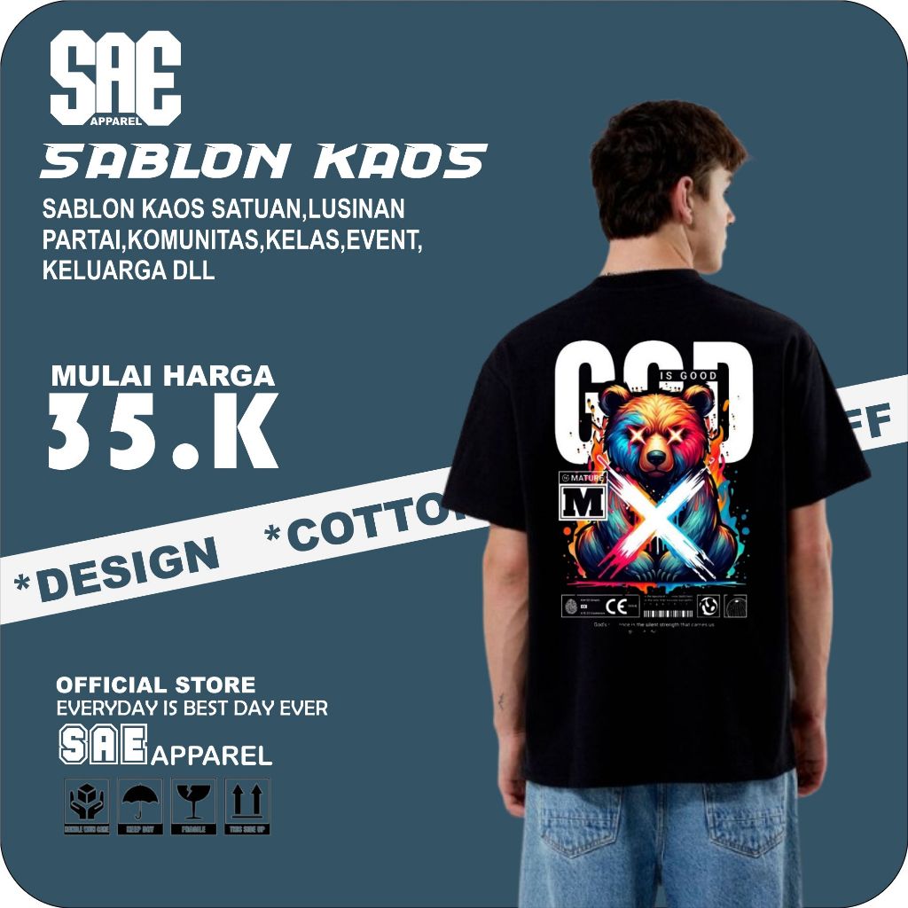 SABLON KAOS SATUAN LUSINAN CUSTOM KAOS BAJU KAOS DEWASA PRIA WANITA LENGAN PENDEK COMBAD 30S
