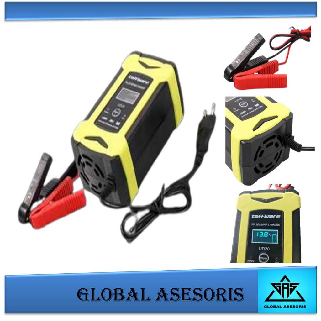 Alat Pengisi Daya Aki Mobil Motor LCD 12v 6a Charger Aki 6 Amper 12 Volt Untuk Aki Kering Basah Cas 