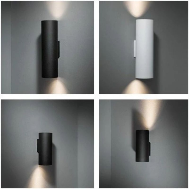 Lampu Dinding Tempel Hias Taman Waterproof Pilar Teras 2 Arah - Bulat - sinar bawah