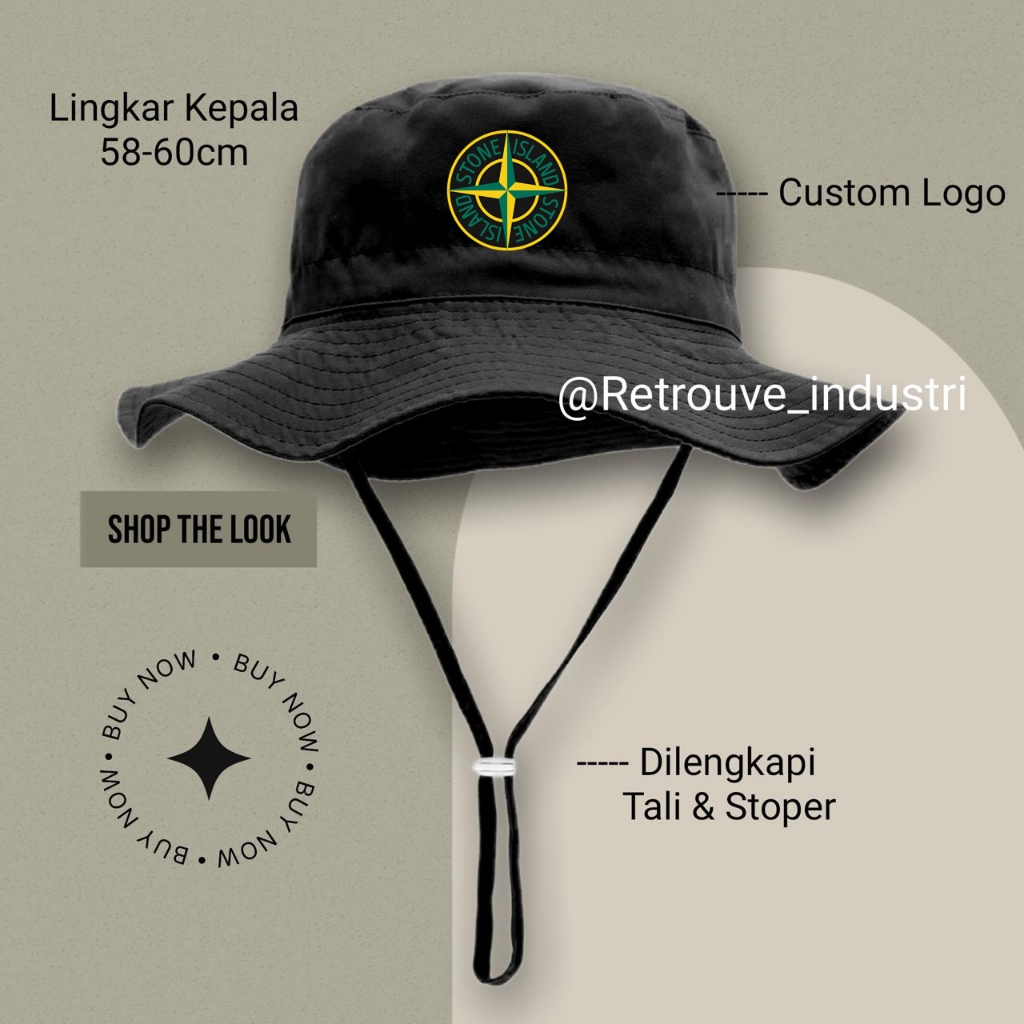 Topi Rimba Stone Island Logo / Topi Gunung Outdoor Premium