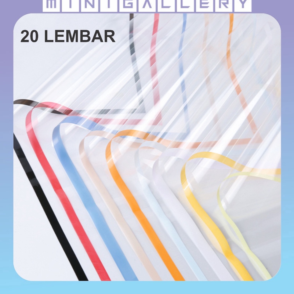 

Terkini 2 LEMBAR Flower Wrapping Transparant Line Color Kertas Buket Bunga Cellophane KB67