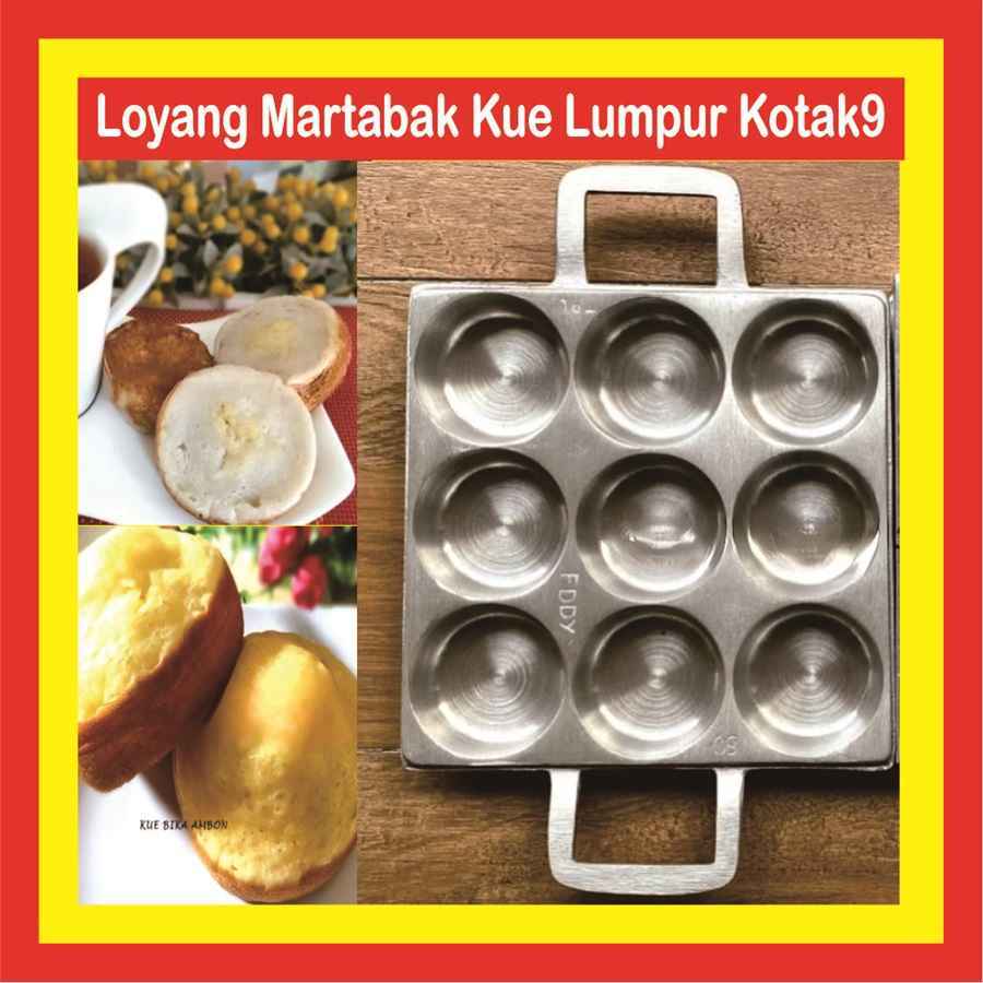 Cetakan Martabak Telor Mini Manis 9 Lubang Loyang Kue Lumpur Kue Apem Mangkok Panggang Anti Lengket 