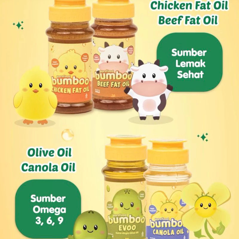 

BAREFOOD BUMBOO MINYAK MASAK MPASI/BUMBOO OIL/BUMBOO EVOO/BUMBOO CANOLA | MINYAK MPASI BAYI