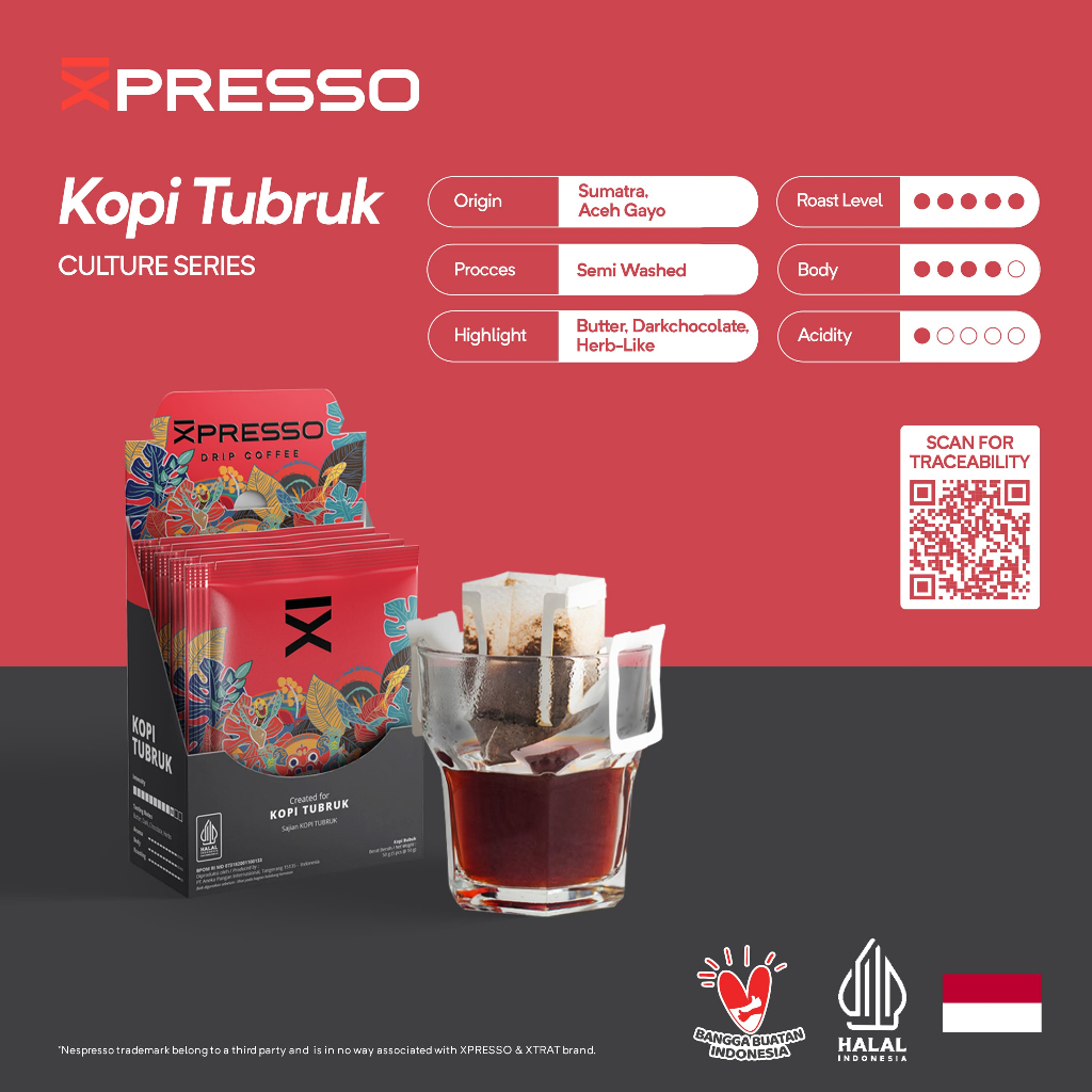 

Drip Bag Coffee Kopi Tubruk - Xpresso Kopi Drip Bag 5pcs