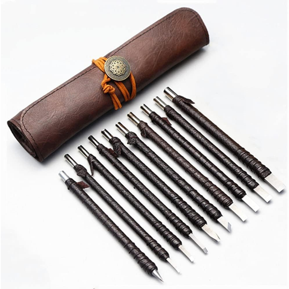 

Pisau Ukir Pahat 10pcs Set Seni Carving Tool Tungsten Steel Chisel Lathe DIY K10