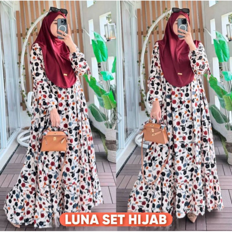 Gamis set Jilbab bergo / Daily gamis / Rayon premium diamond /Gamis wanita set jilbab / Gamis rayon 