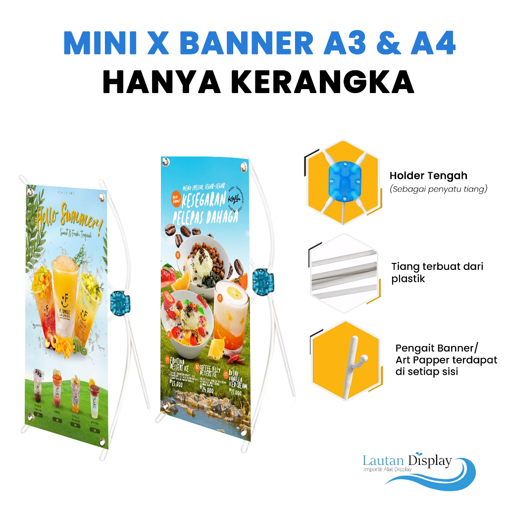 Mini Standing Banner X Banner Mini Table X Banner Standee Mini X Banner Meja Mini X Banner A4 dan A3