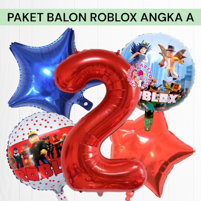 Paket Balon ROBLOX Angka A / Dekorasi Ulang Tahun Roblox Minecarft