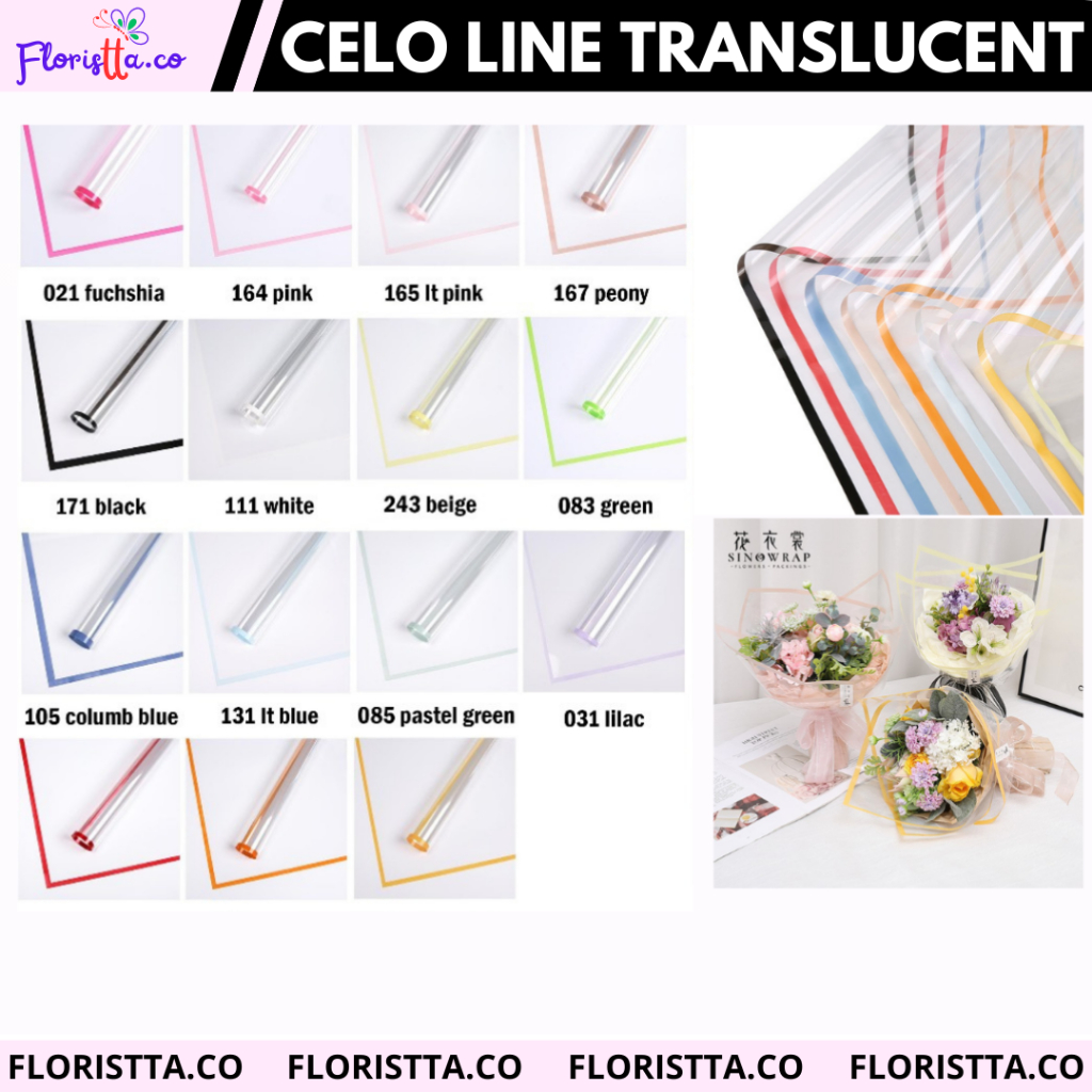

(pack) Kertas Buket Cellophane line translucent transparan 20 lembar