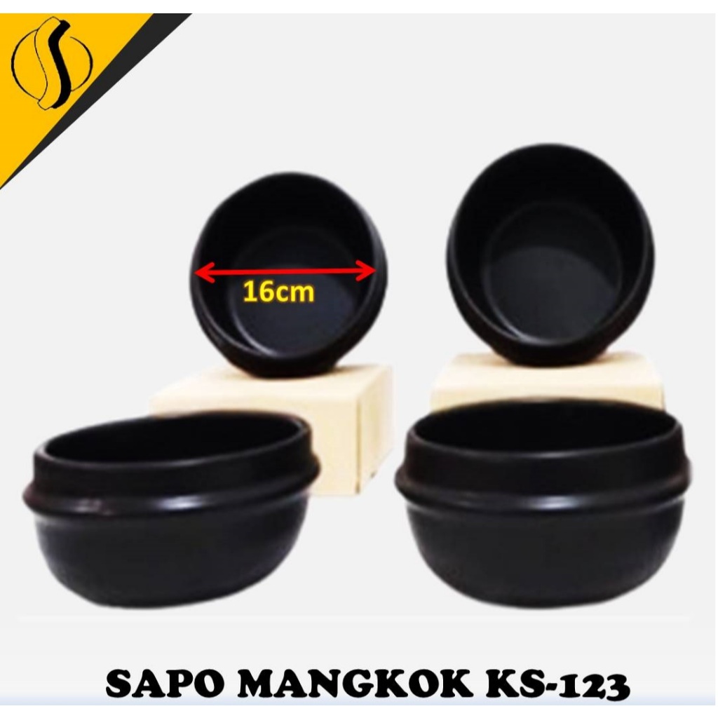 SAPO MANGKOK KS-123 HITAM/ MANGKOK BIBIMBAP/ CLAYPOT BOWL KERAMIK
