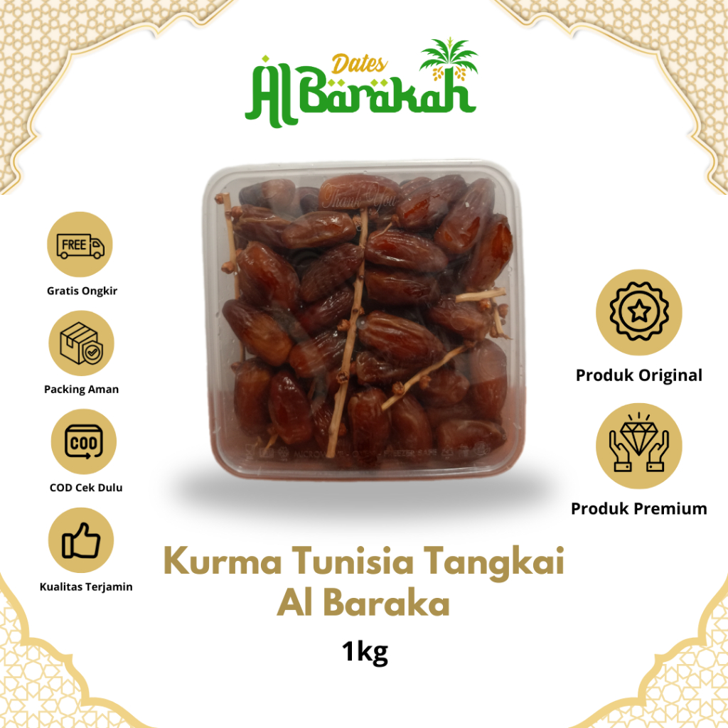 

Kurma Tunisia Tangkai Al Baraka Deglet Noor Original Premium Quality Kemasan 1Kg Oleh Oleh Haji