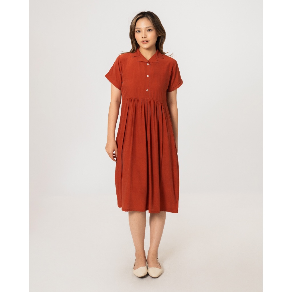 MALOVA Alonica Dress Daster Polos Kancing Rayon Busui Bahan Viscose