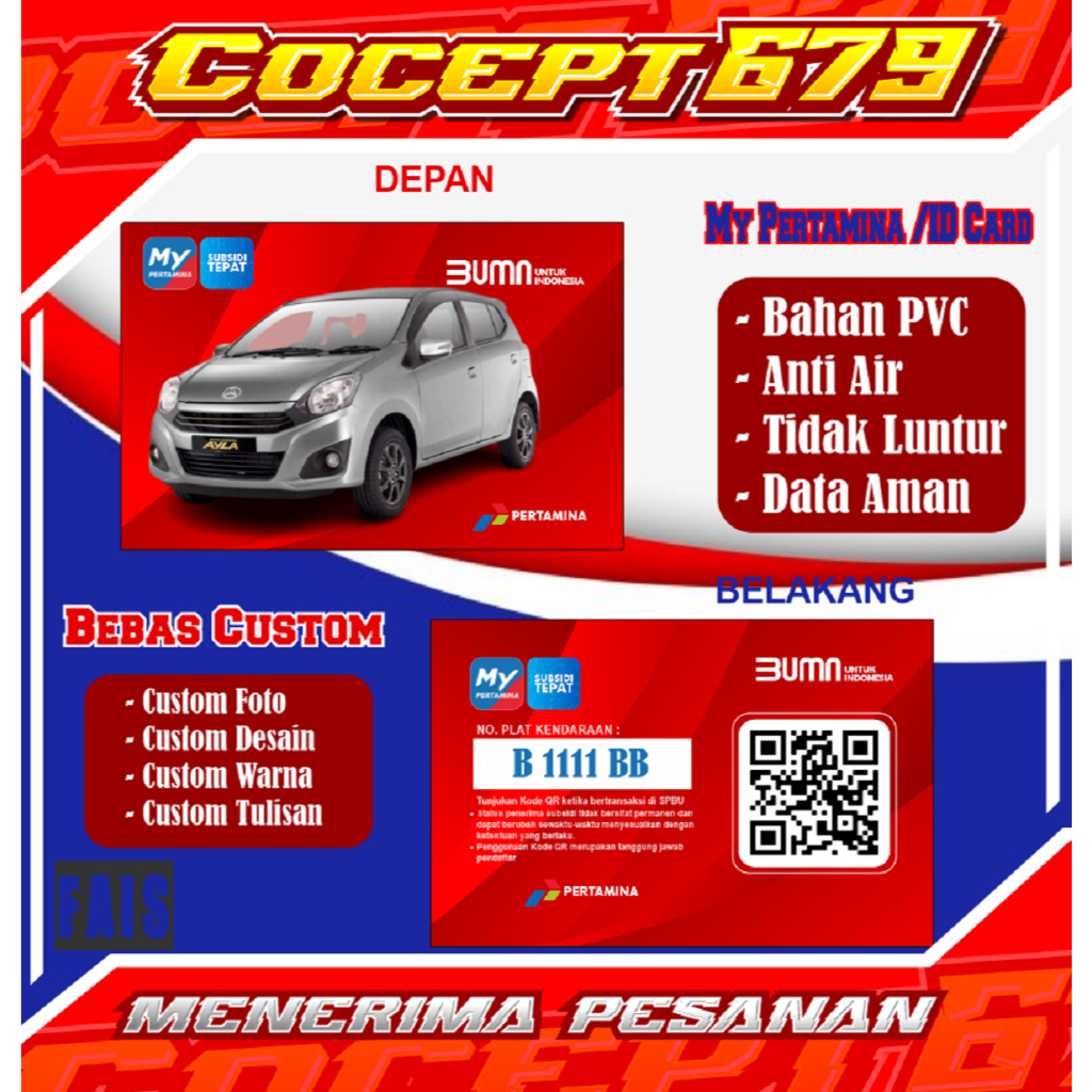 

Kartu ID Card - Kartu Barcode My Perta Mobil Ayla - Bahan PVC - Bebas Request