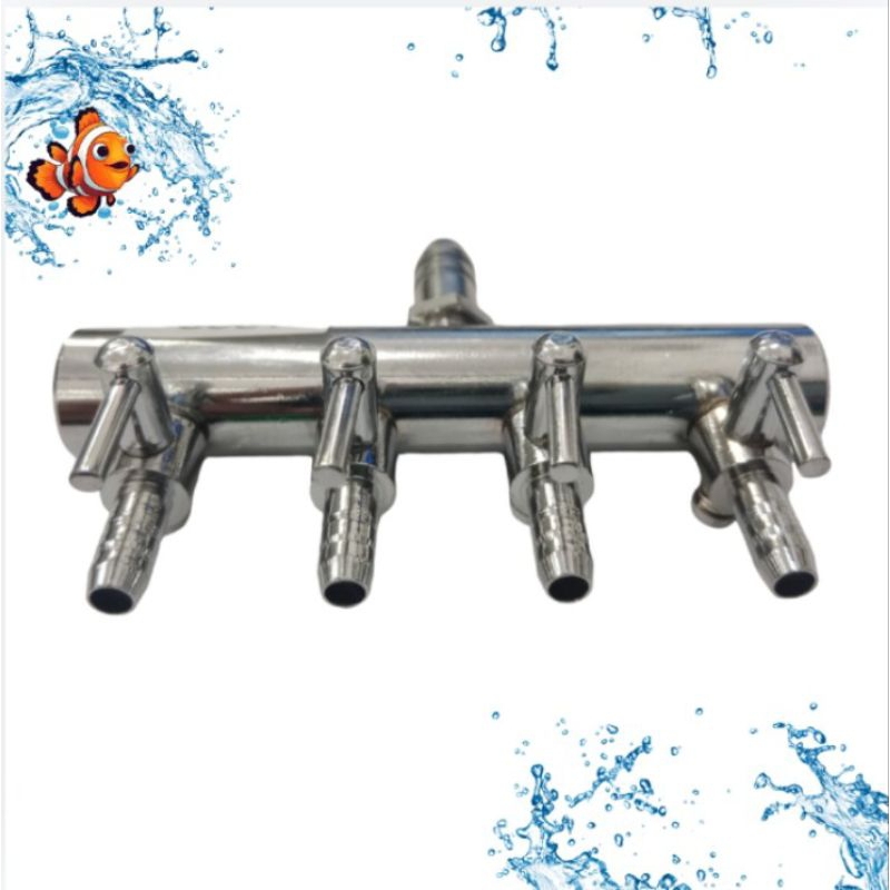 KRAN AERATOR STAINLESS 2 || 4 OUTPUT KRAN ANGIN KRAN PEMBAGI UDARA AIRPUMP AQUARIUM